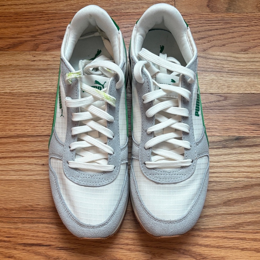Puma SR Siege White and Gray Sneakers with Green Highlights size 37